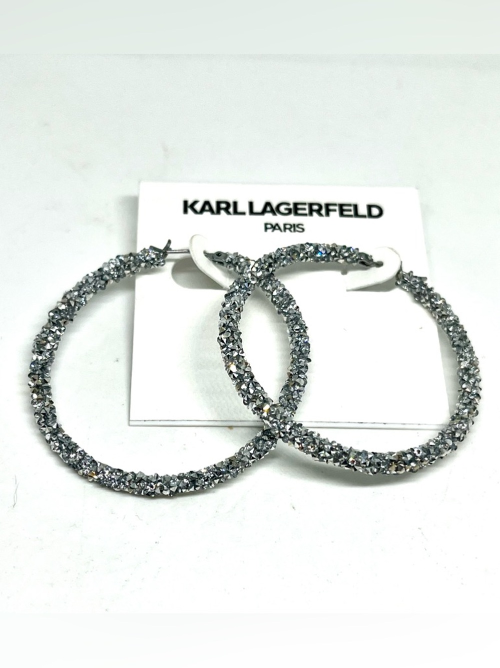 Karl Lagerfeld Paris Crystal Hoop Earrings NWT